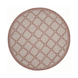 Courtyard Red and Beige 6'7" x 6'7" Sisal Weave Round Outdoor Area Rug