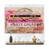 Fashionista Reads Oversized Fashion 3 Panels Wall Clock - 38" x 38" x 1"