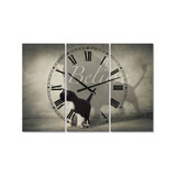 Believe Shadow I Oversized Cottage 3 Panels Wall Clock - 38" x 38" x 1"