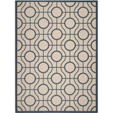 Courtyard Beige and Navy 8' x 11' Sisal Weave Outdoor Area Rug