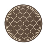 Courtyard Chocolate and Cream 6'7" x 6'7" Sisal Weave Round Outdoor Area Rug