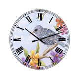 Starling Bird with Flowers Large Cottage Wall Clock - 36" x 28" x 1"