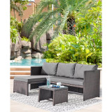 74" Menton Steel Polyester Upholstered 2-Seater and Lounge Chair with Coffee Table