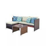 74" Menton Steel Polyester Upholstered 2-Seater and Lounge Chair with Coffee Table