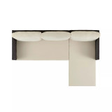 74" Menton Steel Polyester Upholstered 2-Seater and Lounge Chair with Coffee Table