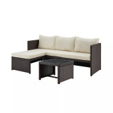 74" Menton Steel Polyester Upholstered 2-Seater and Lounge Chair with Coffee Table