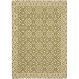 Courtyard Green and Creme 7'10" x 7'10" Round Outdoor Area Rug