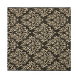 Courtyard Black and Creme 6'7" x 6'7" Square Outdoor Area Rug