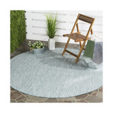 Courtyard Aqua and Gray 6'7" x 6'7" Round Outdoor Area Rug