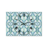 Embossed Teal Pattern V Large Mid-Century 3 Panels Wall Clock - 23" x 23" x 1"