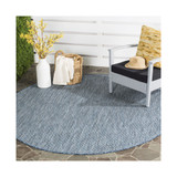 Courtyard Navy and Gray 6'7" x 6'7" Sisal Weave Round Outdoor Area Rug
