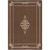 Courtyard Chocolate and Cream 8' x 11' Outdoor Area Rug