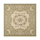 Courtyard Cream and Green 6'7" x 6'7" Sisal Weave Square Outdoor Area Rug