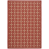 Courtyard Red and Creme 6'7" x 9'6" Outdoor Area Rug