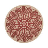 Courtyard Beige and Red 6'7" x 6'7" Sisal Weave Round Outdoor Area Rug