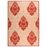 Courtyard Natural and Red 6'7" x 9'6" Sisal Weave Outdoor Area Rug