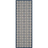 Courtyard Beige and Navy 2'3" x 6'7" Sisal Weave Runner Outdoor Area Rug