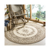 Courtyard Creme and Brown 5'3" x 5'3" Sisal Weave Round Outdoor Area Rug