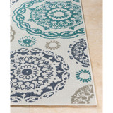 Alfresco ALF-9665 Teal 2'3" x 7'9" Runner Area Rug, Indoor/Outdoor