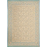 Courtyard Cream and Aqua 6'7" x 9'6" Sisal Weave Outdoor Area Rug