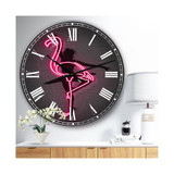 Neon Pink Flamingo and Ballerina Large Modern Wall Clock - 38" x 38" x 1"