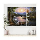 Campfire Stories Large Lake House 3 Panels Wall Clock - 23" x 23" x 1"