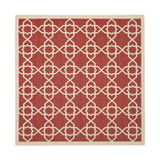 Courtyard Red and Beige 6'7" x 6'7" Square Outdoor Area Rug