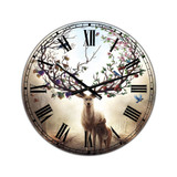 Deer with Blossoming Antlers Large Cottage Wall Clock - 36" x 28" x 1"