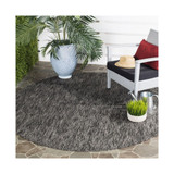 Courtyard Black 6'7" x 6'7" Round Outdoor Area Rug