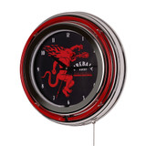 Fireball Retro Round Neon Wall Analog Clock with Pull Chain, 14.5"