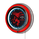 Fireball Retro Round Neon Wall Analog Clock with Pull Chain, 14.5"