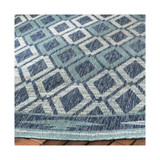 Courtyard Navy and Aqua 6'7" x 6'7" Round Outdoor Area Rug