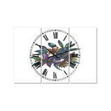 Tropical Flowers Large Cottage 3 Panels Wall Clock - 23" x 23" x 1"
