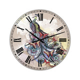 Butterfly Peacock Oversized Cottage Wall Clock - 38" x 38" x 1"