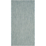 Courtyard Aqua and Gray 2'7" x 5' Sisal Weave Outdoor Area Rug