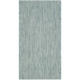 Courtyard Aqua and Gray 2'7" x 5' Sisal Weave Outdoor Area Rug