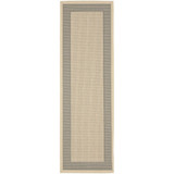 Courtyard Grey and Cream 2'4" x 12' Sisal Weave Runner Outdoor Area Rug
