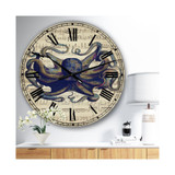 Octopus Music Score I Oversized Nautical & Coastal Wall Clock - 36" x 28" x 1"