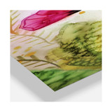 Watercolor Singing Bird On Purple Flowers Large Cottage 3 Panels Wall Clock - 23" x 23" x 1"