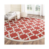 Courtyard Red and Bone 7'10" x 7'10" Sisal Weave Round Outdoor Area Rug