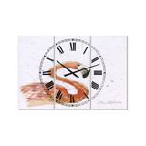 Hand Painted Pink Flamingo Oversized Cottage 3 Panels Wall Clock - 38" x 38" x 1"