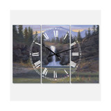 Running Eagle Falls Oversized Traditional 3 Panels Wall Clock - 38" x 38" x 1"