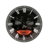Smiling Red Lips Neon Skull Large Modern Wall Clock - 38" x 38" x 1"