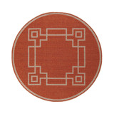 Alfresco ALF-9631 Rust 7'3" Round Area Rug, Indoor/Outdoor