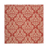 Courtyard Red and Creme 6'7" x 6'7" Square Outdoor Area Rug