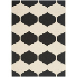 Courtyard Beige and Black 6'7" x 9'6" Sisal Weave Outdoor Area Rug