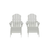 4 Piece Set Classic Folding Adirondack Chair With Footrest Ottoman
