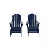 4 Piece Set Classic Folding Adirondack Chair With Footrest Ottoman