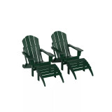 4 Piece Set Classic Folding Adirondack Chair With Footrest Ottoman