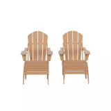 4 Piece Set Classic Folding Adirondack Chair With Footrest Ottoman